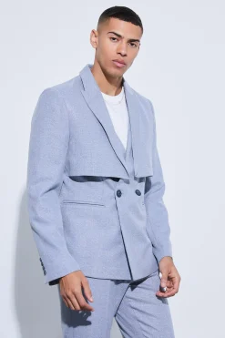 boohooMAN Overlay Detail Slim Fit Blazer | UK| Suits & Tailoring