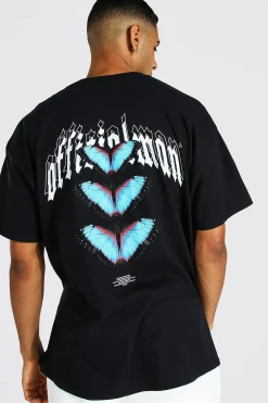 Oversize Butterfly Front & Back Print T-shirt | UK^boohooMAN New
