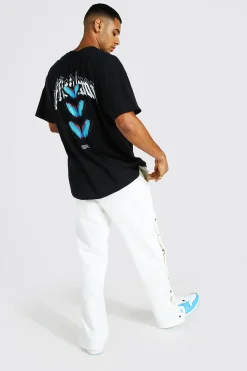 Oversize Butterfly Front & Back Print T-shirt | UK^boohooMAN New