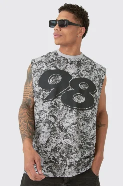 Oversized 98 Abstract Printed Tank | UK^boohooMAN Online