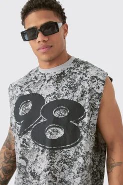Oversized 98 Abstract Printed Tank | UK^boohooMAN Online