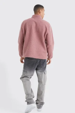 boohooMAN Oversized 1/4 Zip Boucle Applique Sweatshirt | UK| Hoodies & Sweatshirts