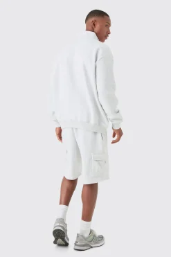 boohooMAN Oversized 1/4 Zip Cargo Short Tracksuit | UK| Tracksuits