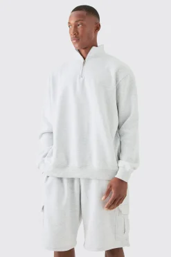 boohooMAN Oversized 1/4 Zip Cargo Short Tracksuit | UK| Tracksuits