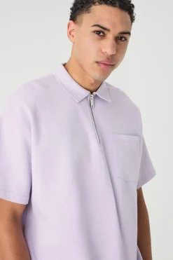 boohooMAN Oversized 1/4 Zip Embroidered Polo And Short Set | UK| Tracksuits