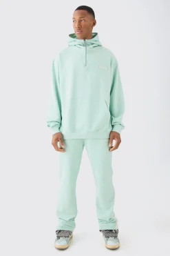 boohooMAN Oversized 1/4 Zip Washed Hooded Loopback Tracksuit | UK| Tracksuits