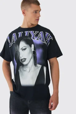Oversized Aaliyah Over Seams License Print T-Shirt | UK^boohooMAN Discount