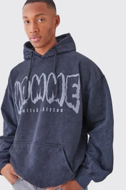 boohooMAN Oversized Acid Wash Graphic Hoodie | UK| Hoodies & Sweatshirts