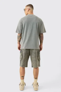 Oversized Acid Wash Man Embroidered Distressed T-shirt | UK^boohooMAN Online