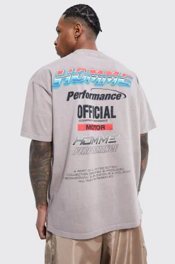 Oversized Acid Wash Motor Sport T-shirt | UK^boohooMAN New