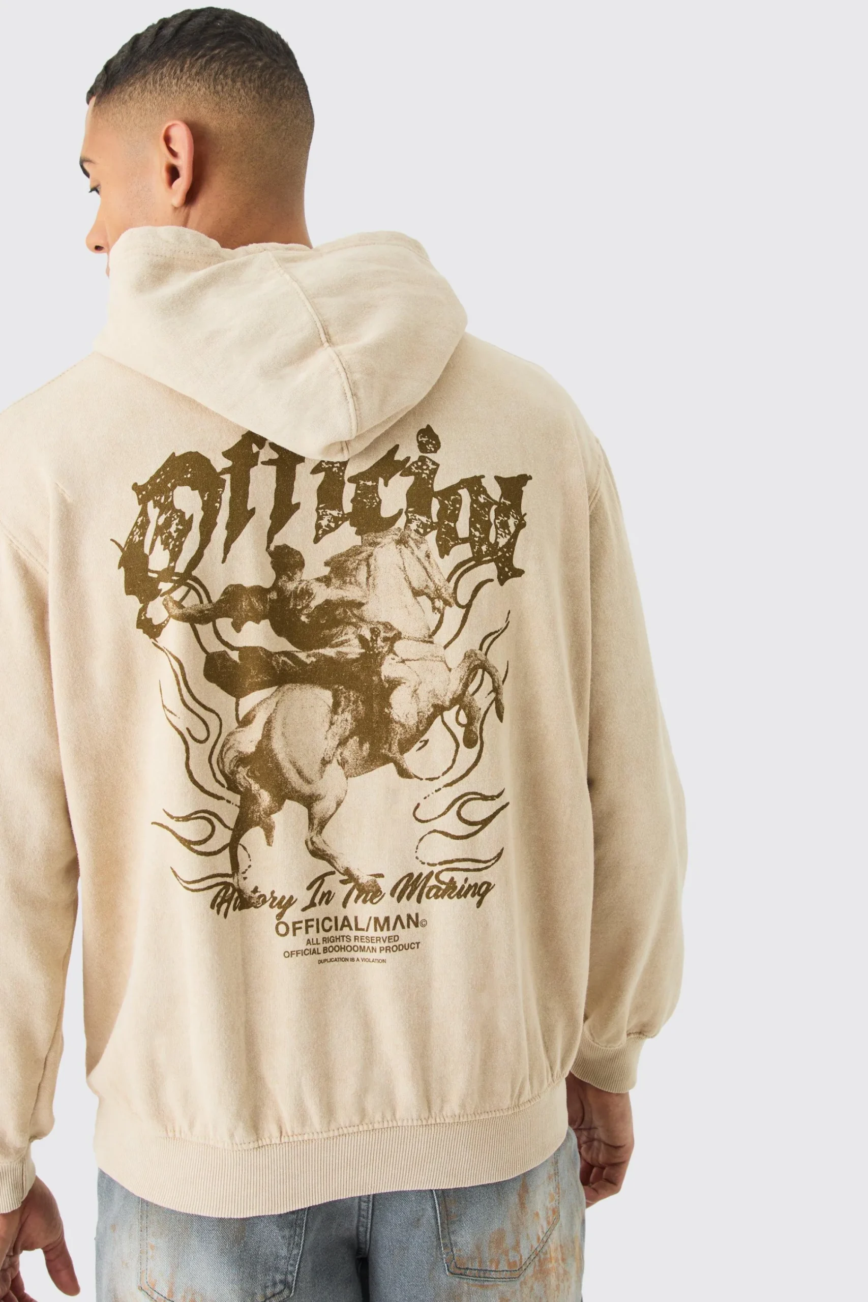 boohooMAN Oversized Acid Wash Official Graphic Hoodie | UK| Hoodies & Sweatshirts