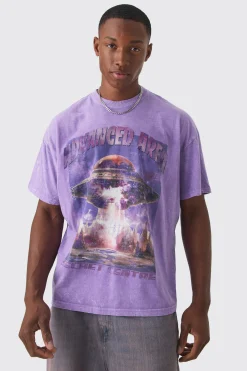 Oversized Advanced Area Acid Wash Print T-shirt | UK^boohooMAN Outlet