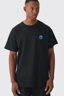 Oversized Alien Embroidered T-shirt | UK^boohooMAN Outlet