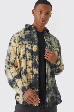 boohooMAN Oversized All Over Bleach Check Shirt | UK| Shirts