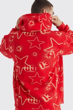 boohooMAN Oversized All Over Graffiti Ear Hoodie | UK| Hoodies & Sweatshirts