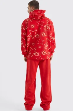 boohooMAN Oversized All Over Graffiti Ear Hoodie | UK| Hoodies & Sweatshirts