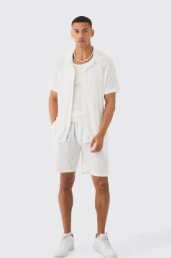 boohooMAN Oversized Animal Burnout Ribbed Shirt & Short Set | UK| Sets & Co-Ords