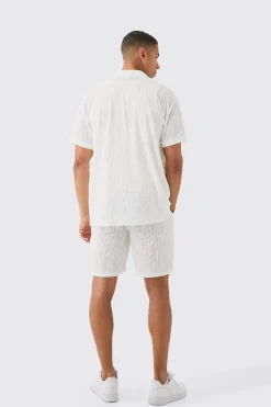 boohooMAN Oversized Animal Burnout Ribbed Shirt & Short Set | UK| Sets & Co-Ords