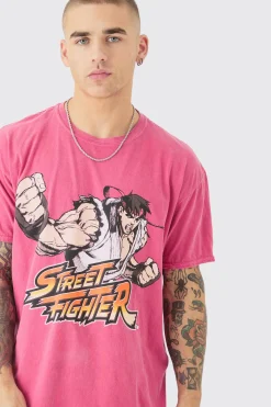 Oversized Arcade Street Fighter Wash License T-shirt | UK^boohooMAN Outlet