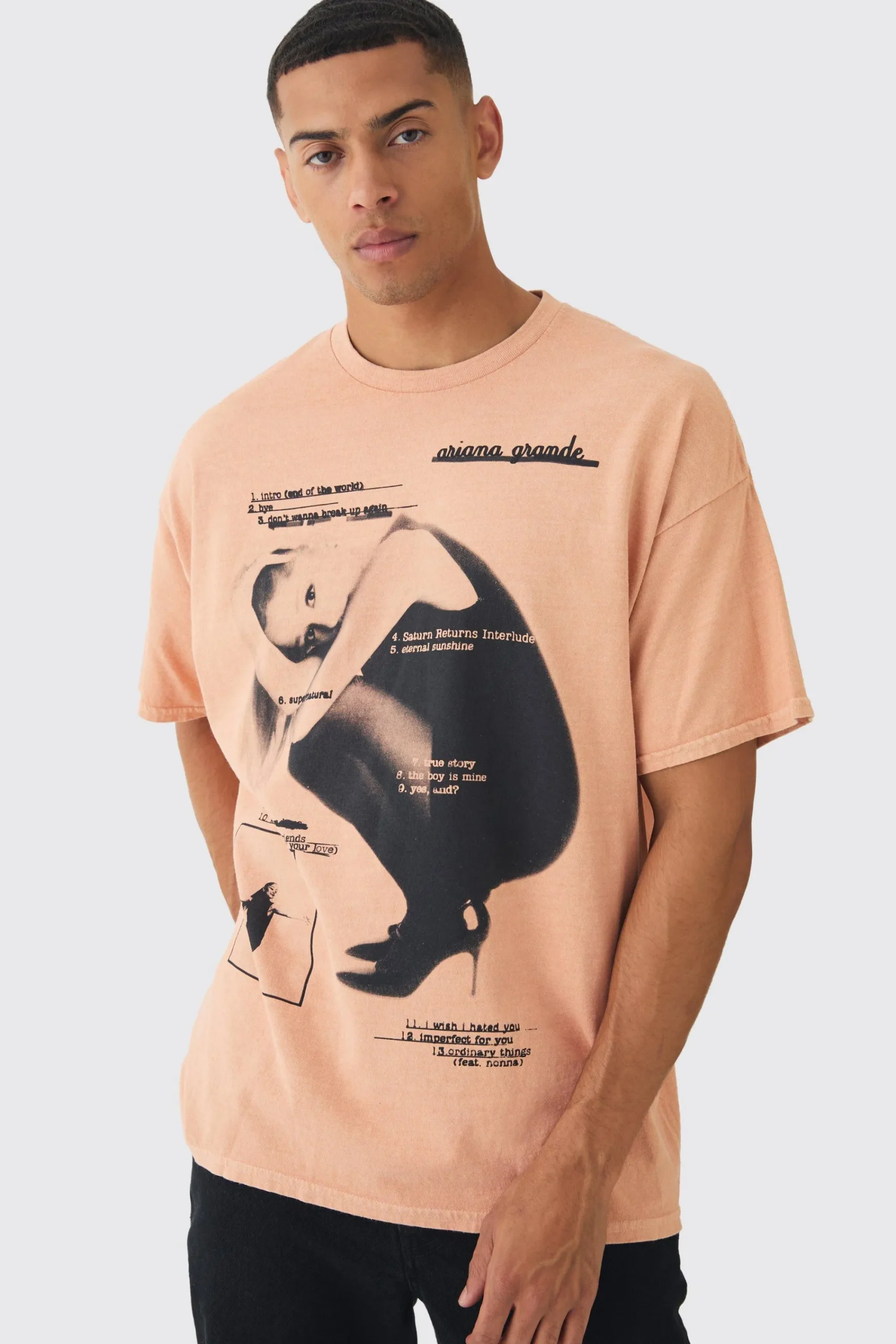 Oversized Ariana Grande License Print T-Shirt | UK^boohooMAN Clearance