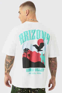 Oversized Arizona Landscape Back Print T-shirt | UK^boohooMAN Sale