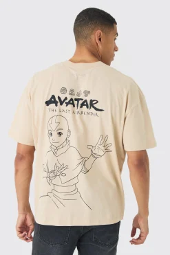 Oversized Avatar Last Airbender Anime Wash License Print T-shirt | UK^boohooMAN Sale