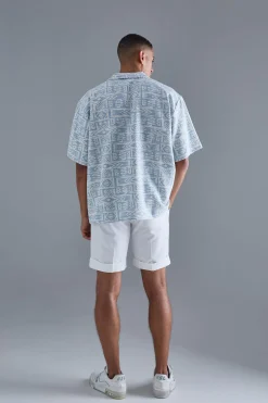 boohooMAN Oversized Aztec Jacquard Rugby Half Sleeve Sweatshirt | UK| Hoodies & Sweatshirts