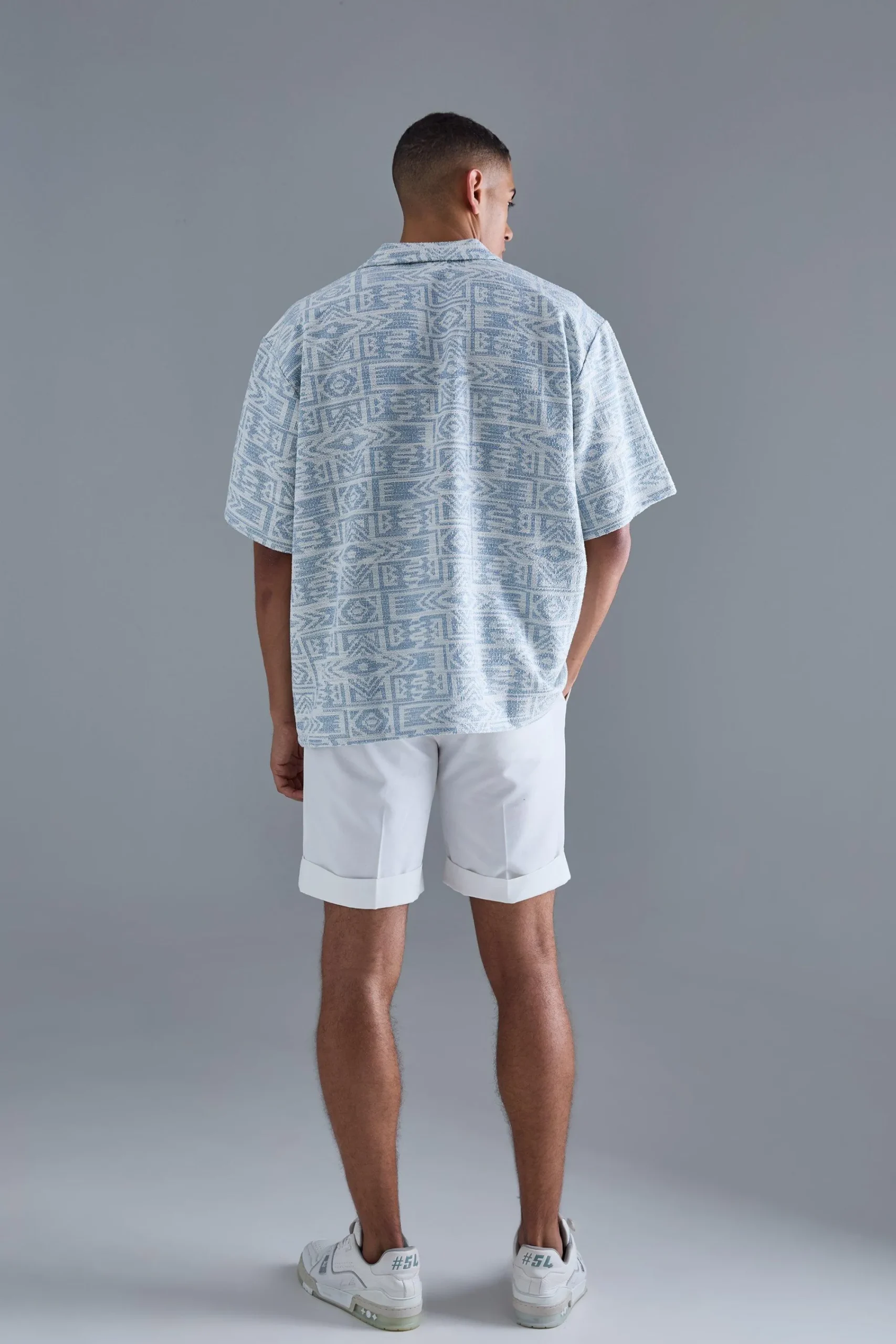 boohooMAN Oversized Aztec Jacquard Rugby Half Sleeve Sweatshirt | UK| Hoodies & Sweatshirts