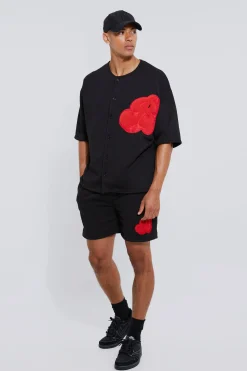 boohooMAN Oversized B Baseball Polo And Short Set | UK| Tracksuits