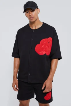 boohooMAN Oversized B Baseball Polo And Short Set | UK| Tracksuits