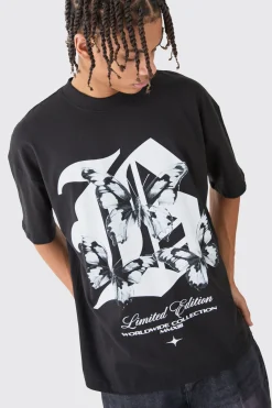 Oversized B Butterfly Graphic T-shirt | UK^boohooMAN
