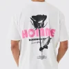 Oversized Back Print Homme Rose Print T-shirt | UK^boohooMAN Clearance