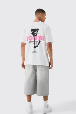 Oversized Back Print Homme Rose Print T-shirt | UK^boohooMAN Clearance