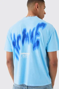 Oversized Back Print Washed Graffiti Homme T-shirt | UK^boohooMAN Sale