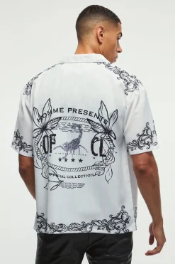 boohooMAN Oversized Back Printed Revere Shirt | UK| Shirts