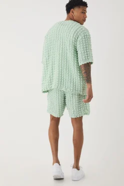 Oversized Baseball Popcorn Waffle T-Shirt | UK^boohooMAN Online