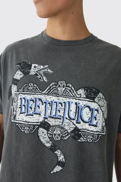 Oversized Beetlejuice Wash License Print T-Shirt | UK^boohooMAN New
