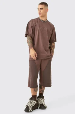 boohooMAN Oversized BHM Applique T-shirt & Carpenter Jort Set | UK| Shorts|Sets & Co-Ords