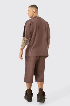 boohooMAN Oversized BHM Applique T-shirt & Carpenter Jort Set | UK| Shorts|Sets & Co-Ords