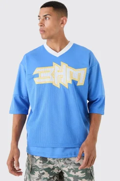 Oversized BHM Satin Mesh Varsity Top | UK^boohooMAN Hot