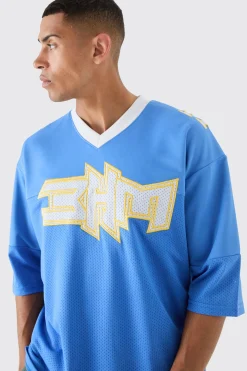 Oversized BHM Satin Mesh Varsity Top | UK^boohooMAN Hot