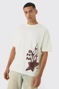 Oversized BHM Star Back Print T-Shirt | UK^boohooMAN New