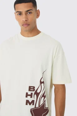 Oversized BHM Star Back Print T-Shirt | UK^boohooMAN New
