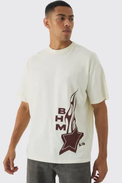 Oversized BHM Star Print T-Shirt | UK^boohooMAN Clearance