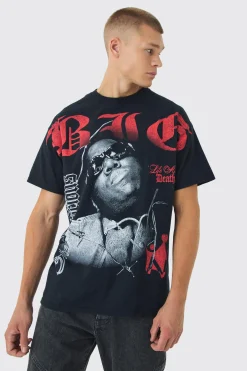 Oversized Biggie Over Seams License Print T-Shirt | UK^boohooMAN Online