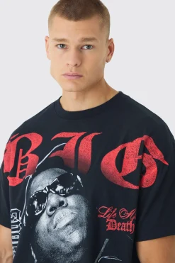 Oversized Biggie Over Seams License Print T-Shirt | UK^boohooMAN Online