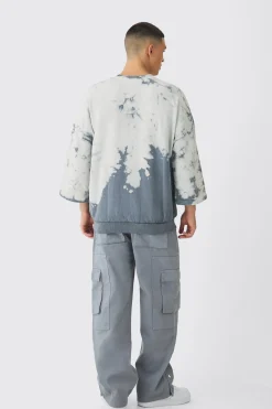 boohooMAN Oversized Bleach Dye Half Sleeve Loopback Sweatshirt | UK| Shirts|Hoodies & Sweatshirts