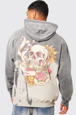 boohooMAN Oversized Bleach Tie Dye Skull Graphic Hoodie | UK| Hoodies & Sweatshirts