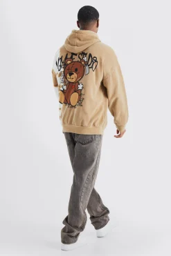 boohooMAN Oversized Bleached Teddy Graphic Hoodie | UK| Hoodies & Sweatshirts