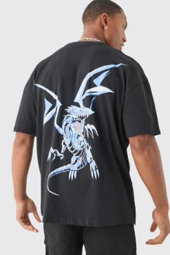 Oversized Blue Eyes Yugioh License T-shirt | UK^boohooMAN Outlet